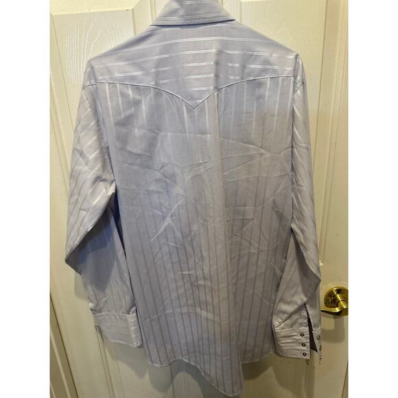 Panhandle Slim Men's Purple Pearl Snap Striped Long Sleeve Button Down Size 16 - Picture 6 of 6